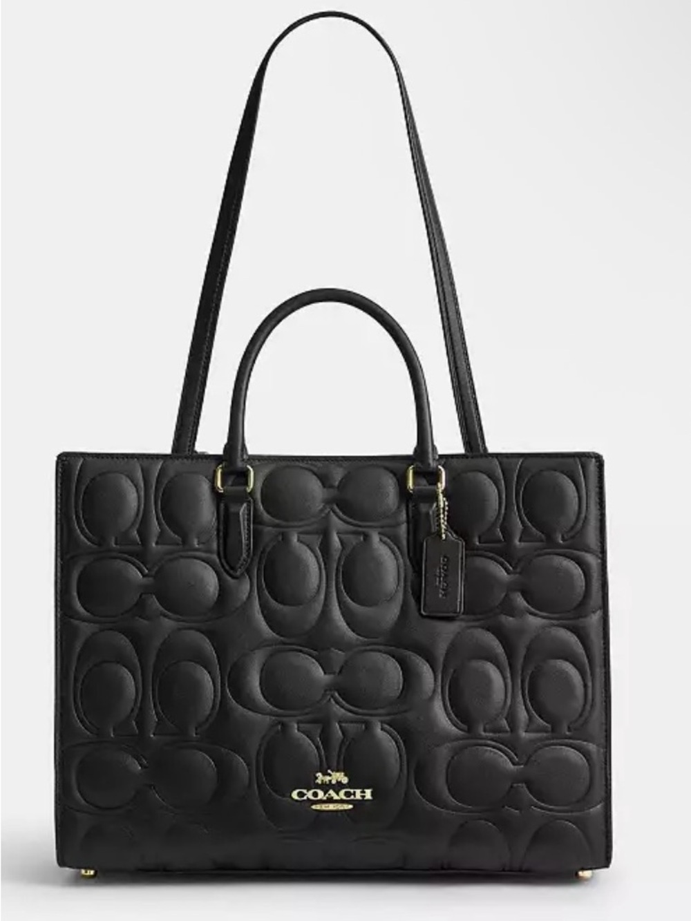 NWT! COACH Black Quilted Maggie Tote in Signature Leather - Picture 9 of 11